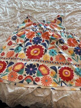SHEIN Floral Curve+ Tank Top - Red, Green, Blue, Black, Cream